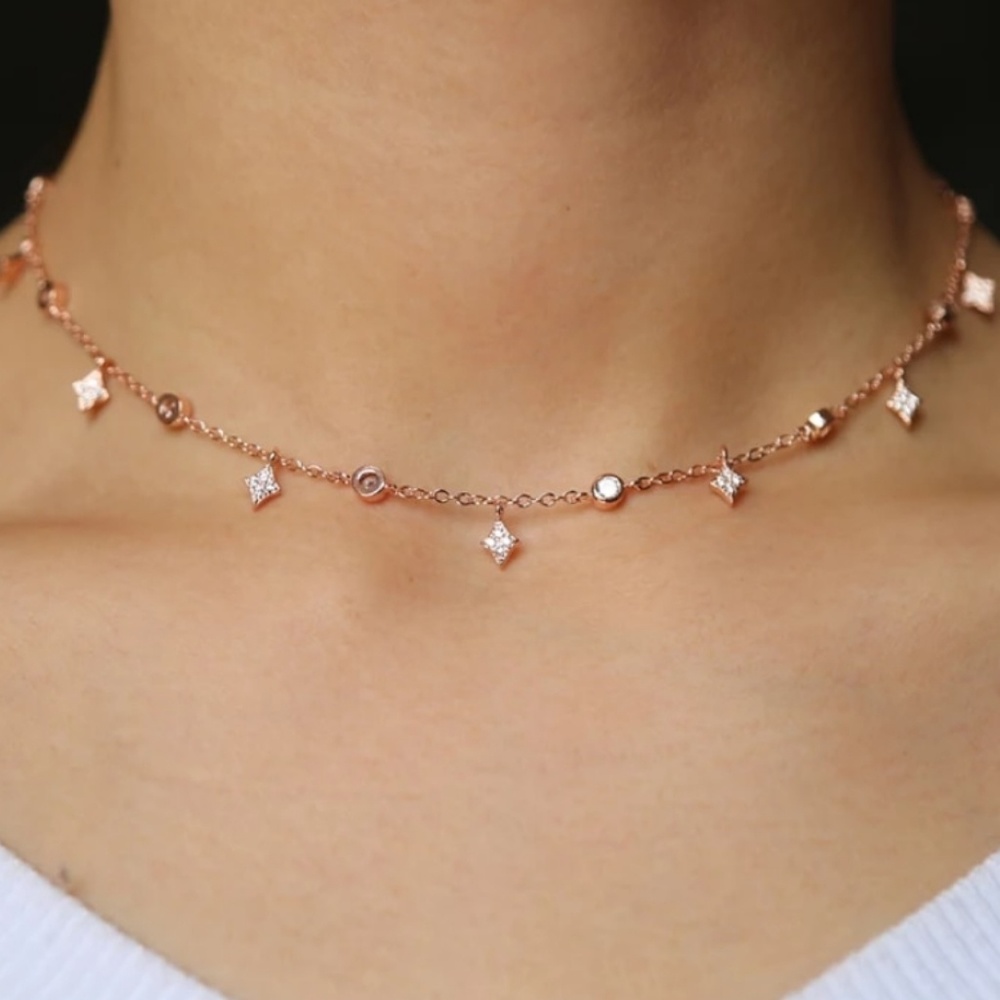 18k Rose Gold vermeil Cubic Zirconia choker